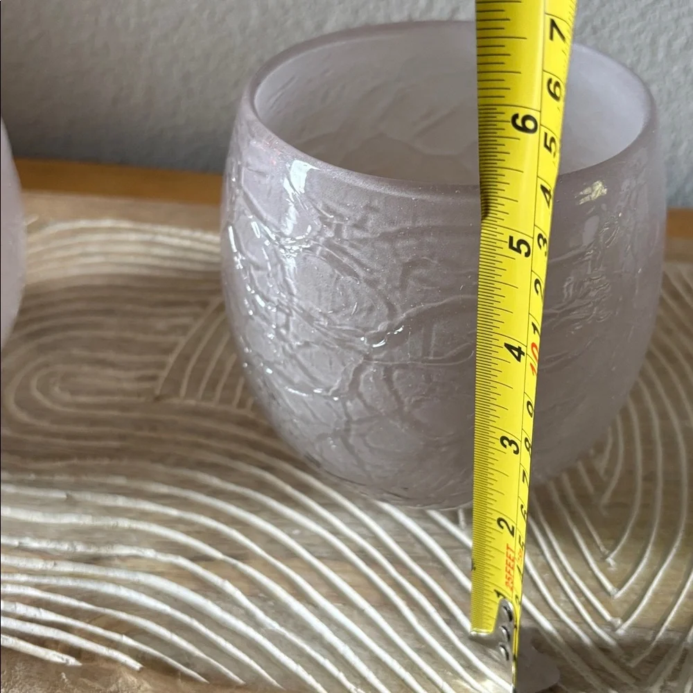 Pair of Frosted Glass Candle Holders
